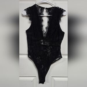 Elegant Black Lace Bodysuit
